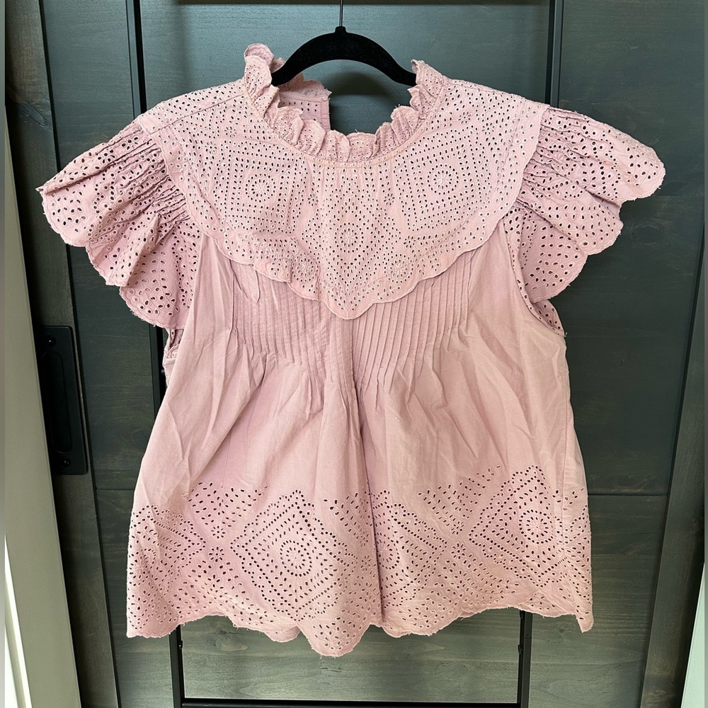 Sea New York Blush Eyelet Ruffle Top